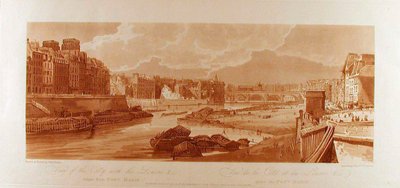 Gezicht op de stad met het Louvre enz., gezien vanaf Pont-Marie door Thomas Girtin