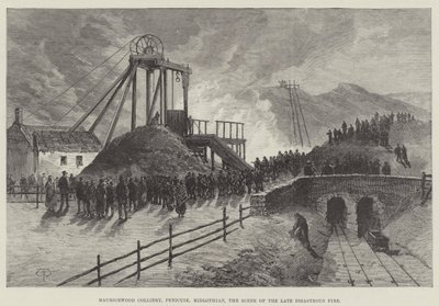 Mauricewood Colliery, Penicuik, Midlothian, de plaats van de recente rampzalige brand door Thomas Harrington Wilson