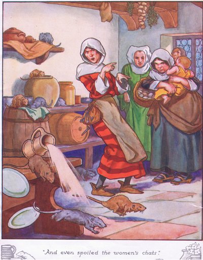 En bedierf zelfs de vrouwenpraatjes (kleurenlitho) door Thomas Heath Robinson