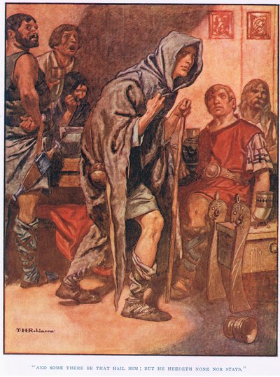 En er zijn er die hem begroeten (litho) door Thomas Heath Robinson