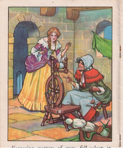 Slapen aan het spinnewiel (litho) door Thomas Heath Robinson