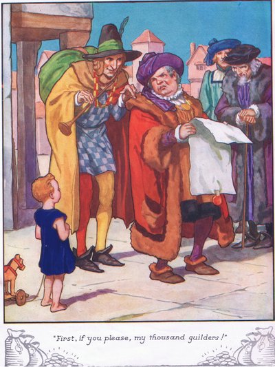 "Als eerste mijn duizend gulden" (kleurenlitho) door Thomas Heath Robinson