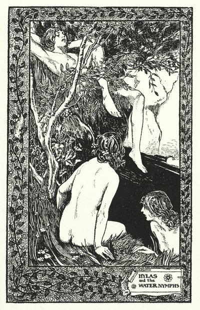 Hylas en de waternimfen (litho) door Thomas Heath Robinson
