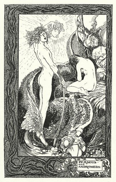 Perseus en Andromeda (litho) door Thomas Heath Robinson