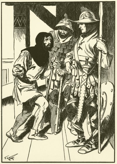 De houtskoolbrander in het paleis (gravure) door Thomas Heath Robinson