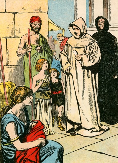 De Engelse gevangenen in Rome (kleurenlitho) door Thomas Heath Robinson