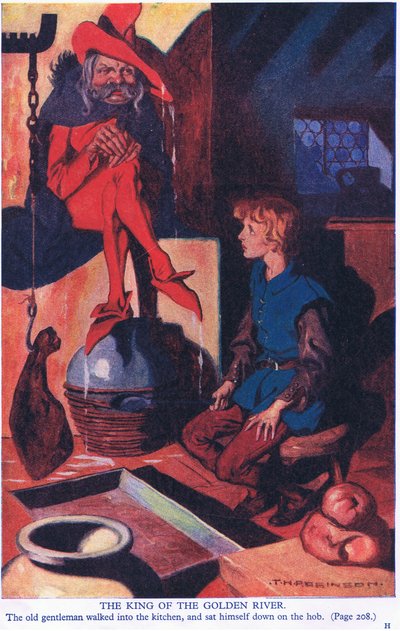 De koning van de Gouden Rivier (kleurenlitho) door Thomas Heath Robinson