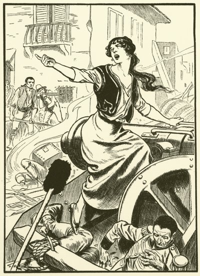 De maagd van Zaragoza (gravure) door Thomas Heath Robinson