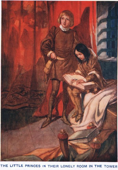 De kleine prinsen in hun eenzame kamer in de Tower door Thomas Heath Robinson
