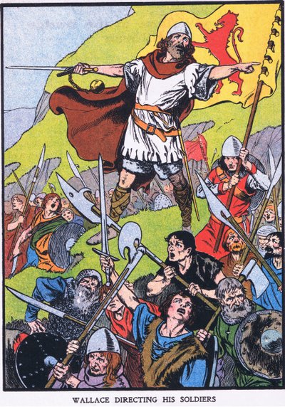 Wallace leidt zijn soldaten (kleurenlitho) door Thomas Heath Robinson
