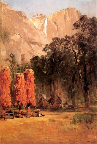 Eikelgraanschuren van de Piute-indianen, c.1873 door Thomas Hill