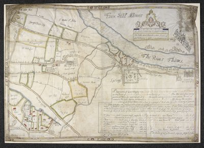 Plan van Faux Hall [nu Vauxhall] landhuis, in Lambeth, co. Surrey door Thomas Hill