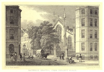 Katholieke kapel, vanaf Picardy Place door Thomas Hosmer (after) Shepherd