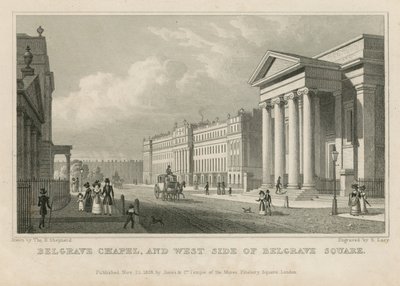 Belgrave Kapel en de westkant van Belgrave Square door Thomas Hosmer Shepherd