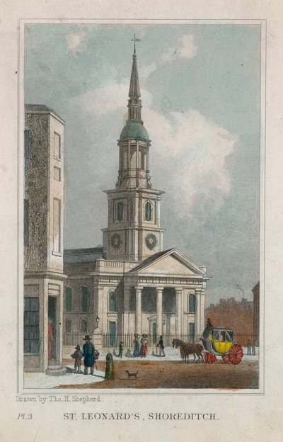 Kerk van St. Leonard, Shoreditch door Thomas Hosmer Shepherd