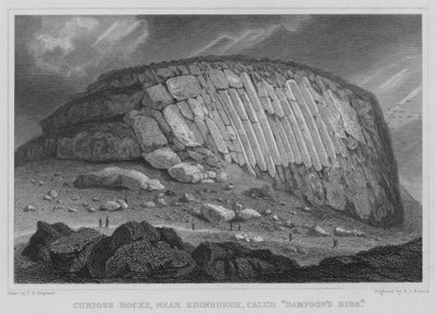 Curieuze rotsen, nabij Edinburgh, genaamd Sampson