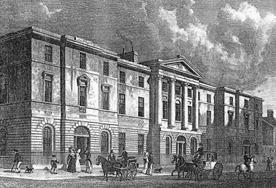 Exchange Buildings, Leith, gegraveerd door T. Higham door Thomas Hosmer Shepherd