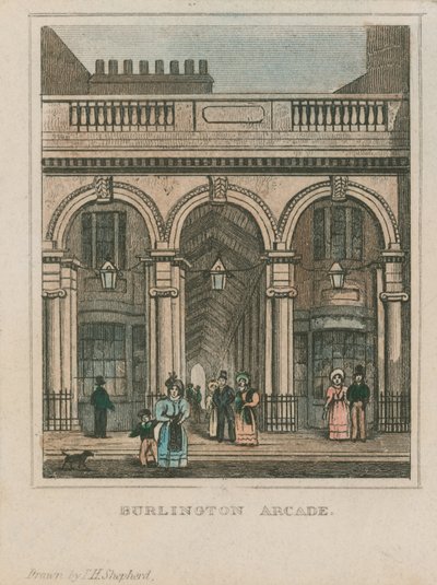 Buitenaanzicht van Burlington Arcade door Thomas Hosmer Shepherd