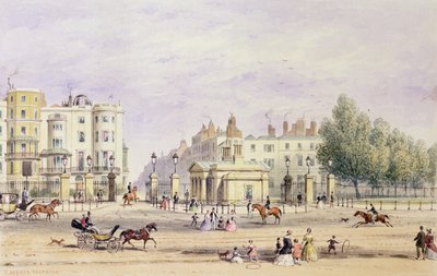Grosvenor Gate en de nieuwe lodge, 1851 door Thomas Hosmer Shepherd