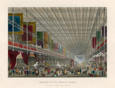Interieur van het Crystal Palace, of, Groot gebouw voor Internationale Tentoonstelling, Hyde Park door Thomas Hosmer Shepherd