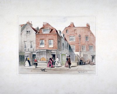 Het huis van meneer Upcott en figuren op Upper Street, Islington, Londen door Thomas Hosmer Shepherd