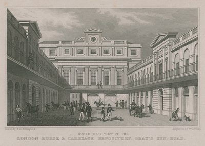 Noordwest uitzicht op de London Horse and Carriage Repository, Gray