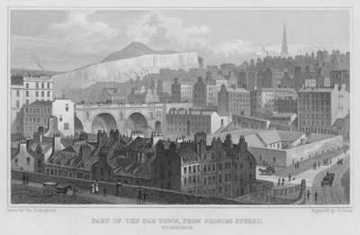 Deel van de Oude Stad, vanaf Princes Street, Edinburgh door Thomas Hosmer Shepherd