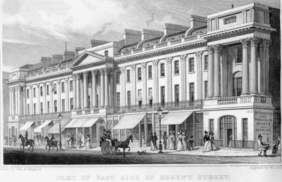 Een deel van de oostkant van Regent Street, Londen door Thomas Hosmer Shepherd