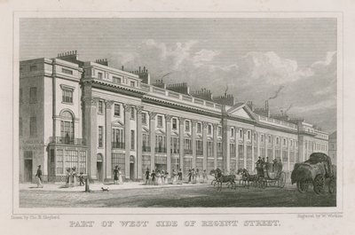 Deel van de westkant van Regent Street, Londen door Thomas Hosmer Shepherd