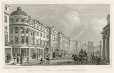 Regent Street, Londen, vanaf de Quadrant door Thomas Hosmer Shepherd