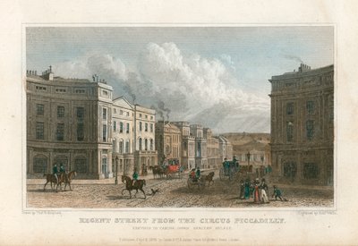 Regent Street vanaf het Circus Piccadilly, Londen door Thomas Hosmer Shepherd