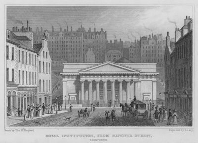 Royal Institution, vanaf Hanover Street, Edinburgh door Thomas Hosmer Shepherd