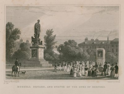 Russell Square en standbeeld van de hertog van Bedford door Thomas Hosmer Shepherd