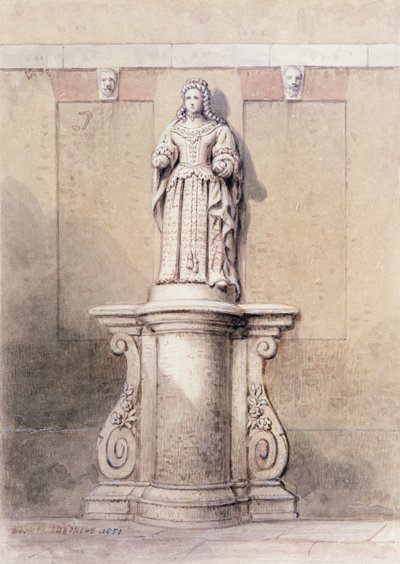Standbeeld van Koningin Anne aan de Oostkant van Queen Square, 1851 door Thomas Hosmer Shepherd