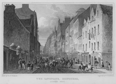The Canongate, Edinburgh, kijkend naar het westen door Thomas Hosmer Shepherd