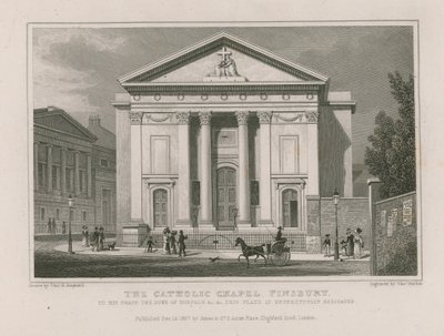 De katholieke kapel in Finsbury door Thomas Hosmer Shepherd