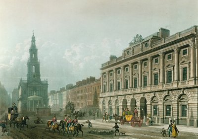 Uitzicht op Somerset House, vanaf de Strand door Thomas Hosmer Shepherd