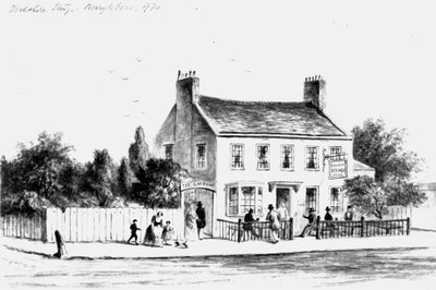Uitzicht op het Yorkshire Stingo Café in Paddington, 1860-1859 (tekening) door Thomas Hosmer Shepherd