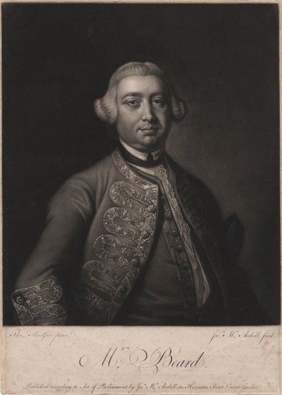 Mr. Beard, gegraveerd door James McArdell, 1764 door Thomas Hudson