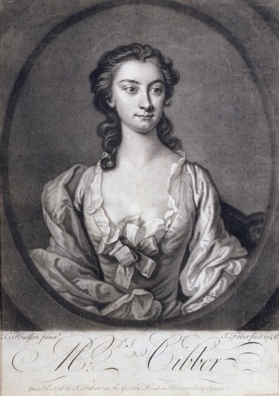 Portret van mevrouw Cibber, actrice en zangeres, gegraveerd door John Faber, 1746 door Thomas Hudson