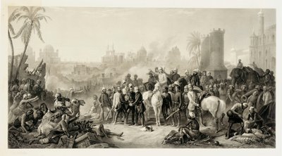 De bevrijding van Lucknow, en de triomfantelijke ontmoeting van Havelock, Outram en Sir Colin Campbell, 1862 door Thomas Jones Barker