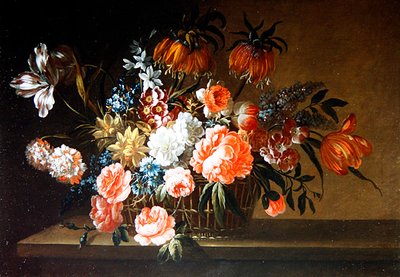 Een Stilleven van Rozen, Anjer en Tulpen door Thomas Keyse