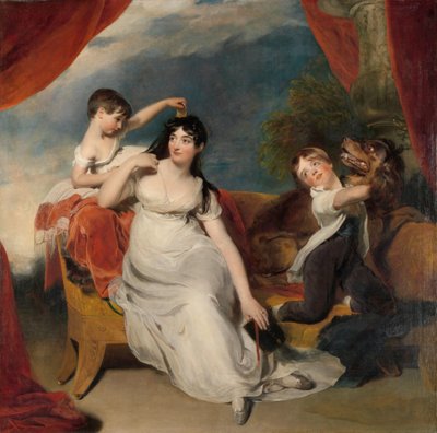 Maria Mathilda Bingham, echtgenote van Henry Baring, met twee van haar kinderen, vermoedelijk James Bridgeman en Anna Maria door Thomas Lawrence