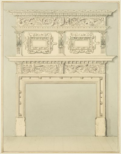 Schoorsteenmantel in de benedenkamer, 9 Small Street door Thomas Leeson the Elder Rowbotham
