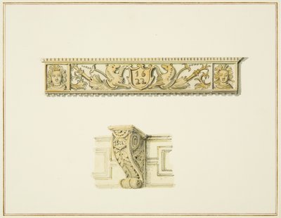 Fries in 15 Broad Street en console op huis naast het Gildehuis door Thomas Leeson the Elder Rowbotham