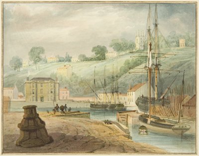 Oude drijvende dok, Hotwell Road, kijkend naar Clifton en Goldney Rotunda door Thomas Leeson the Elder Rowbotham