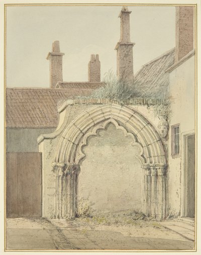 Oude poort naar Prebendal House vanuit de kloosters van de kathedraal van Bristol door Thomas Leeson the Elder Rowbotham