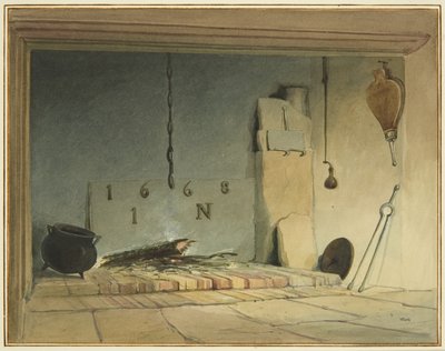 Oude open haard in de Boerderij (deel van Barr