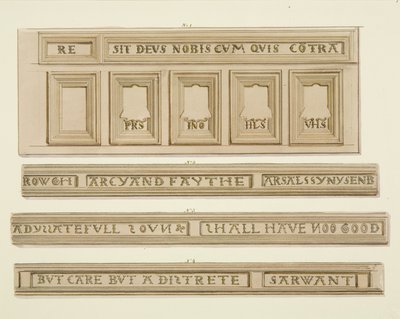 Betimmering en inscripties van 46 Baldwin Street door Thomas Leeson the Elder Rowbotham