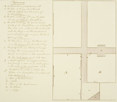 Plattegrond van 46 Baldwin Street door Thomas Leeson the Elder Rowbotham
